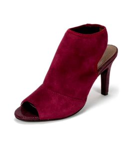 Burgundy Suede Peep-Toe Booties