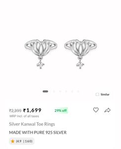 Pure 925 Silver Lotus Toe Rings