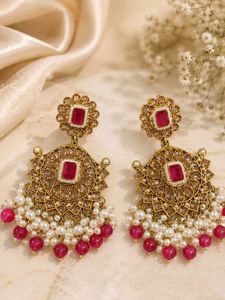 Designer Ad Crysta Jhumka Earrings with Pearls &amp; B
