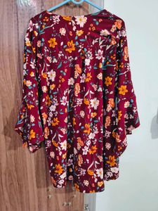 Maroon Floral Print Top