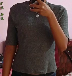 Gray Mock Neck Top - Size S