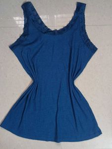 Blue Lace Trim Camisole Top