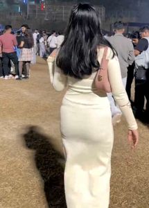 Elegant Cream Ribbed Maxi Dress