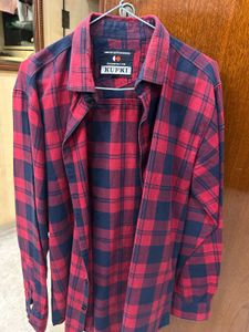 Men's Red & Blue Plaid Flannel Shirt