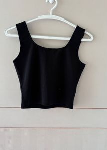 Sleek Black Square Neck Tank Top
