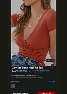 Clay Red Deep Neck Rib Top
