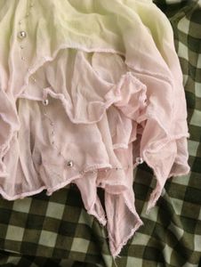 Fairycore green-pink ombre strap top