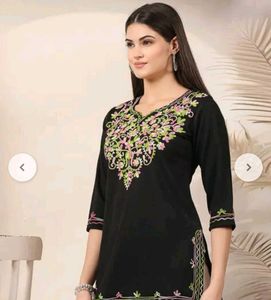 Embroidered Black Kurta