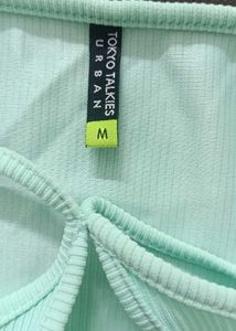 Mint Green Halter Neck Crop Top