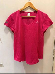 Women's Pink V-Neck Athletic T-Shirt