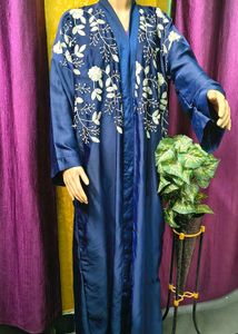 Embroidered Burqa &amp; dupatta Navy Blue Embroidery