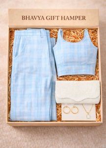 Blue Plaid Crop Top &amp; Pants co-set