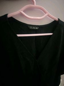 Chic Black Wrap Top