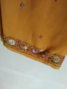 Vibrant Yellow Embellished Saree