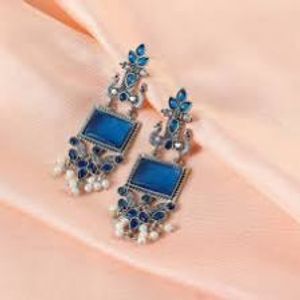 Bohemian Blue Stone Peacock Earrings