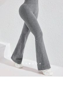 Savana Grey Ribbed Flared Pants