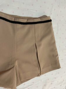 taupe tailored pleated shorts