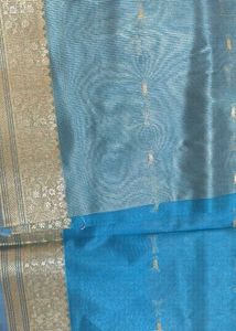 Elegant Sky Blue Saree with Gold Border