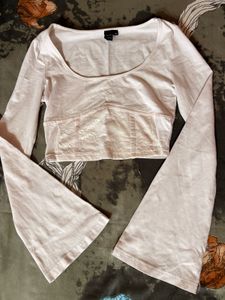 White Long Sleeve Crop Top