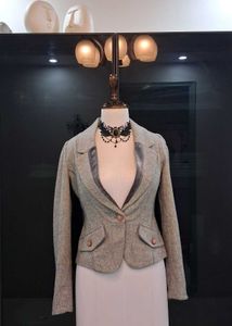 Grey Textured Korean Blazer Jacket