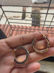 Chic Gold toned Hoop Earrings with Gemstones