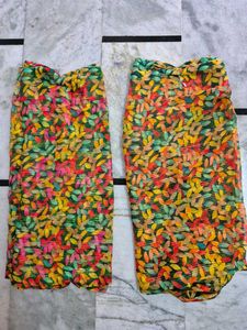 Colorful Leaf Print saree