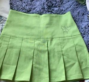 y2k mini pleated skirt sea green