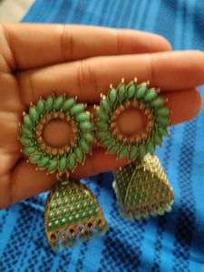 Elegant Green Jhumka Earrings