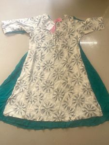 Teal Anarkali Kurta with Gold Embroidery
