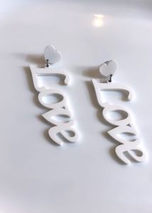 White 'Love' Drop Earrings