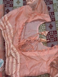 Elegant Peach Embroidered Saree