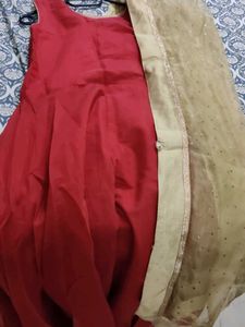 Anarkali Red suit with golden duppata