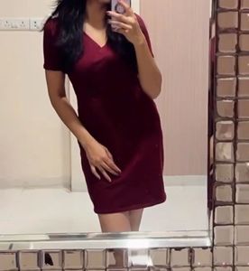 Burgundy Bodycon Mini Dress