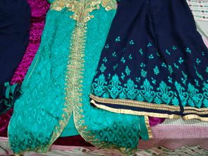 Teal Kurta Set with Pants dupata