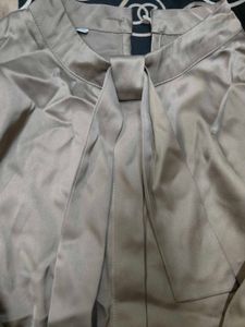Elegant Satin Blouse with Bow Detail
