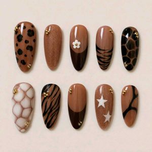 Handmade Press-On Nails(Animal Print)🤎🤍🖤