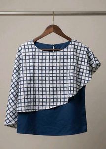 Stylish assymetrical Checked Top