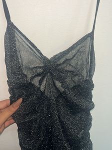 Sparkly Black Ruched Mini Dress 🖤