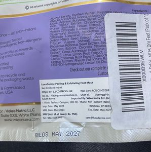 LuxaDerme Peeling &amp; Exfoliating Foot Mask