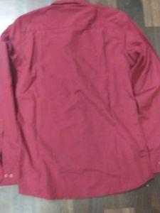 Maroon Long Sleeve Button-Up Shirt