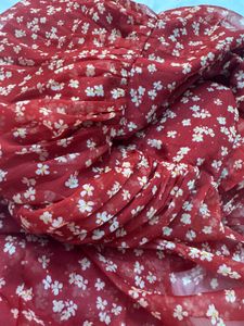Rusty red Floral Off-Shoulder Maxi Dress