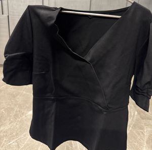 Chic Black Wrap Top