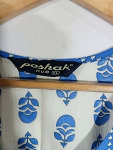 Off White Printed Kurta (Women)