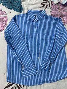 Blue Striped Button-Up Shirt