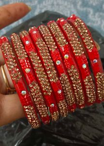 Red Stone Work Bangles