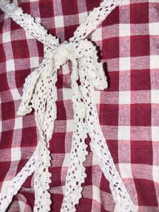 Cute Red Checkered Cottagecore Gingnam Top
