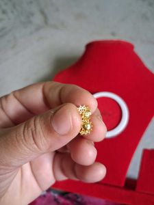 Gold &amp; Diamond Stud Earrings peacock desine