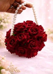 Red Rose Pearl Handle Clutch