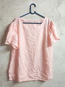 Trendy Soft Pink Crinkle Top