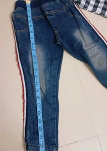 Boys Plaid Shirt &amp; Jeans Set